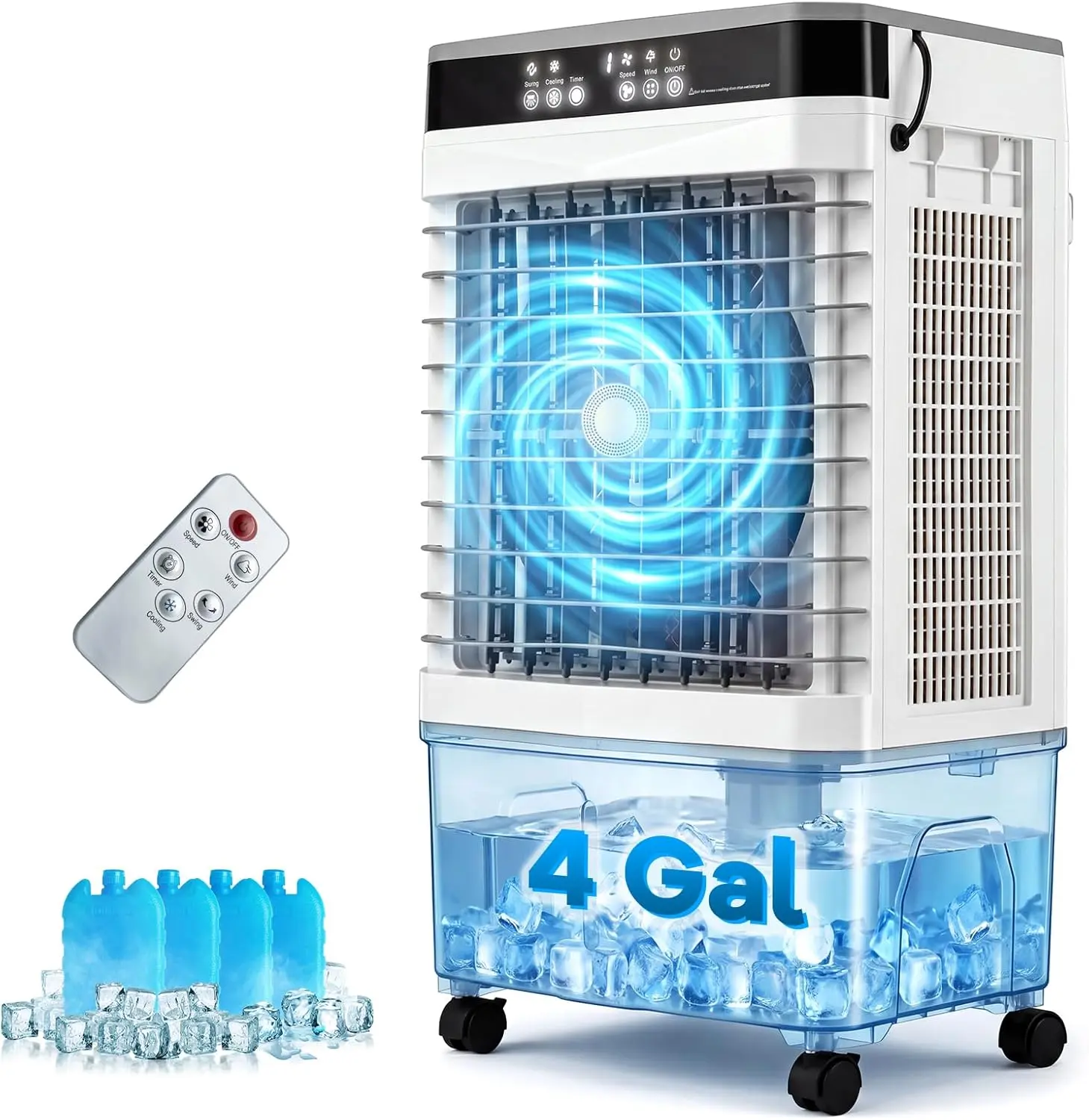 COSTWAY Evaporative Air Cooler, Portable 3-in-1 Cooling Fan & Humidifier, Multiple Speed & Mode Options, Timer & Remote Control Models Available, Ice Pack Compatible, Oscillating or 360° Airflow Variants, For Home, Office, or Outdoor Use