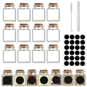 24/48 Square Glass Bottles with Lids, Mini Glass Jars, Multi-Functional Small Storage Containers, Kitchen Storage Organizer, for Candy, Essential Oils, DIY Crafts, Gifts