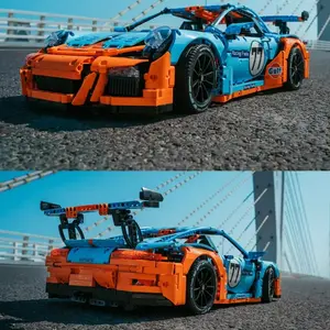 Limited Edition 1:14 RC 911 Supercar Block Kit - 1000+ Piece Build, Dual Motors with LED Light Effects, 2.4GHz Remote Control + Acrylic Display Case - 911-Inspired Design, Perfect Gift for Kids & Collectors Holiday Gift