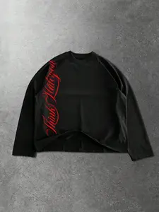 MEN Street Life Men's Casual Letter Print Long Sleeve Crewneck Streetwear T-Shirt