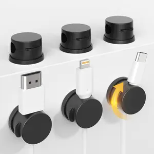 6 Pack Magnetic Cord Clips Black, Self Adhensive Silicone Cord Organizer Magnet Cable Holder Charging Cable Management Cord Keeper usb extension phone charger