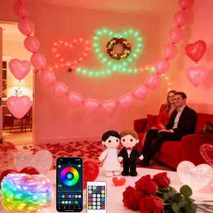 Smart Color-Changing String Lights - 16 Million Colors Fairy Lights, Plug-In Version with APP & Remote Dual Control, Music Sync & DIY Twinkling Lights, Specialized for Bedroom/Wedding/Birthday/Christmas & New Year Holiday Decorations, Neon Accent Lights