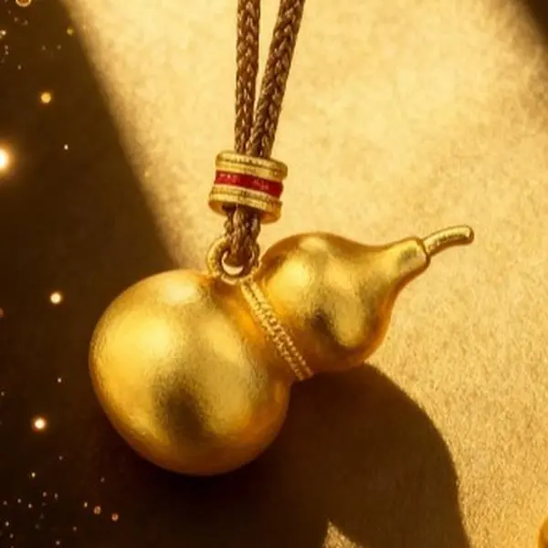 Sand Gold Gourd Pendant Gold Necklace - 29g Ancient Matte Craft Beading Jewelry Component, Fortune-Gathering, Safety-Ensuring, Noble Elegance, Ideal Gift for Daily DIY Projects