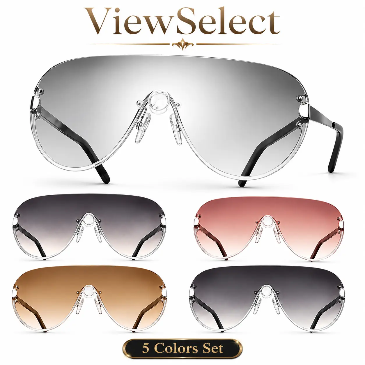 Photochromic Curved Shield Sunglasses, UV400 Blue Light Blocking Windproof Glasses with Stainless Steel Temples & Anti-Lost Lanyard