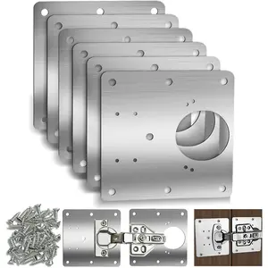 6 Pack Cabinet Door Hinge Repair Plates, Metal Cabinet Hinge Repair Replacement Kit, Cabinet Hinge Repair Brackets, Hinges Repair Fixing Plates with Screw for Kitchen Cupboard Door Locker Cabinet DoorQuesear