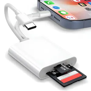 2 In 1SD Card Reader,Portable Lightning/Type-C Card Reader Dual Slots Memory Card Reader for or iPhone,iPad,USB-C Devices,Plug-and-Play Adapter for Gaming and Data Transfer