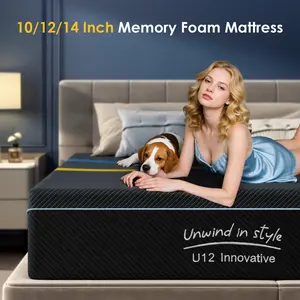 Full/Queen/King Mattress, three-dimensional fabric technology, memory foam + bamboo charcoal silicone layer, non-slip bottom + zipper design, fireproof inner lining memory foam mattress breathable topper