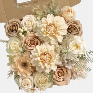 AUSOGO Artificial Flowers Combo Box Set Silk Roses for DIY Floral Arrangements Wedding Bouquets Centerpieces Baby Shower Party Home Decorations Nude Color Valentine's Day Thanksgiving wedding flowers decor holiday