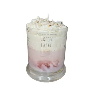 Homestead Apothecary 13 oz Coffee Latte Whipped Soy Candle with Creamy Latte Scent and brown Layer