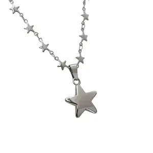 Silver Pentagram Star Pendant Necklace for Women