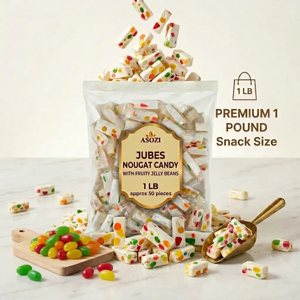 Jubes Nougat Candy with Fruity Jelly Beans 1lb Colorful Fruity Fresh Delicious Individually Wrapped Nougat Candies Treats Gluten Free 16lb by ASOZI