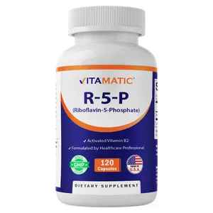 Vitamatic R-5-P Riboflavin-5-Phosphate Vitamin B2 Capsules, 50 mg, 120 Count, High Potency, Easy-to-Swallow, Lactose-Free, 0-Sugar, Water-Soluble Vegetarian Capsules Vitamins Supplements, Vegetarian Vitamins Supplements