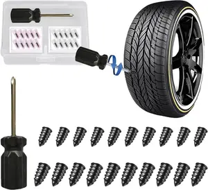 20 pcs Tyre Repair Screw, Fast Self-Service Car Puncture Repair Kit, Tire Rubber Nails Tool, Emergency Car Accessories for Bike Motorbike Bicycle Flat Tire Plug with Storage Tool Box (10S/10L)