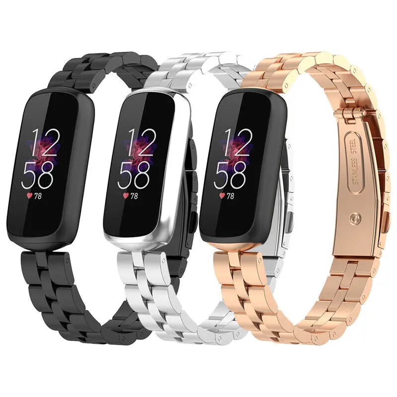 Doemoil with Fitbit Luxe Bands,Stainless Steel Metal Replacement Strap Wrist Band Compatible for Luxe Fitness Tracker