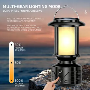 Multifunctional Solar USB Camping Lantern, Portable Foldable Emergency Flashlight, Outdoor Lighting Tent Light, Adjustable Brightness, Hook Design, Solar Hand Light