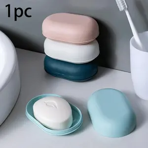Soap Dish, 1 Count Soap Bar Holder with Lid, Soap Bar Storage Box, Soap Bar Container for Bathroom Kitchen Dormitory Hotel, Soap Canister, Bathroom Accessories, Soap Saver