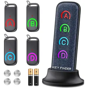 Key Finder Locator: New Fabric Wireless Slim RF Key Wallet Finder Item Locator with 80dB Loud Sound and 131ft Working Range, 1 Transmitter + 4 Receivers