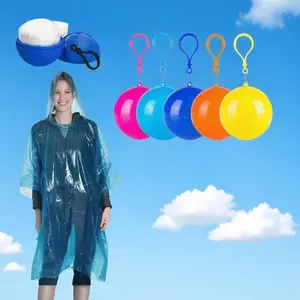 Portable Keychain Raincoat Ball, One-time Emergency Foldable Poncho, Full Body Cover, Travel Hiking Fishing Camping Essential, Outdoor Sports Waterproof Gear, Lightweight Portable Rainy Day Rainwear, Rainproof