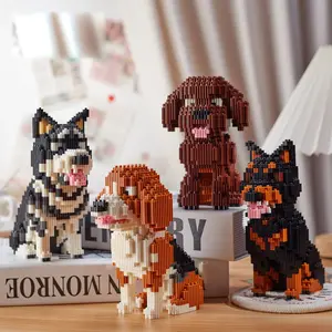 Dog Theme Building Block Toy Set, Suitable for Boys & Girls, Includes Alaskan Malamute, Dachshund, Teddy Dog, Beagle