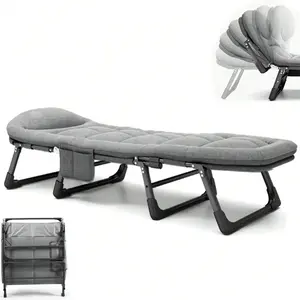 [6-Speed Adjustable Sleeping Bed] 6-Speed Adjustable Sleeping Bed, Folding Camping Bed, Portable Folding Bed, Comfortable Mattress And Pillow, Breathable Fabric, Thick Steel Frame, Free Blanket And Eye Mask, Nap Nap Bed, Single Companion Bed, Suitable