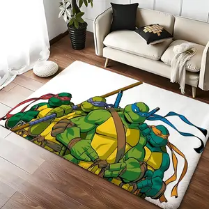 TTeenage Mutant NNinja Turtles Floor Mat Luxury Velvet Doormat Water Absorbent Non-Slip Floor Mat, Soft Shaggy Carpet for Bathroom Kitchen Living Room Bedroom Entrance, Washable Anti-Skid Indoor Outdoor Rug Home Decor Home Decorative Rug