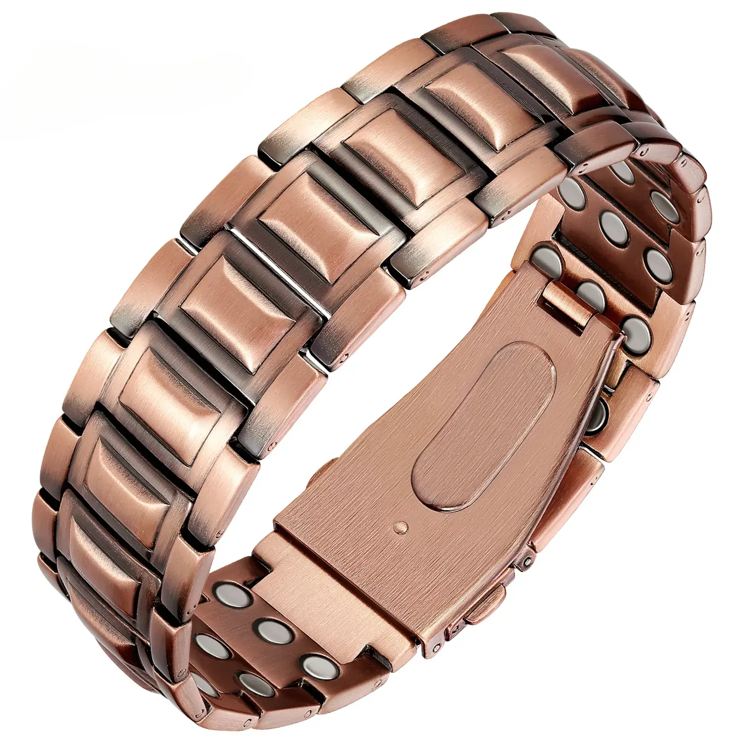 Men's Minimalist Copper Bracelet with Folding Clasp, Adjustable Bangle Cuff, Gift-Ready with Sizing Tool and Jewelry Box