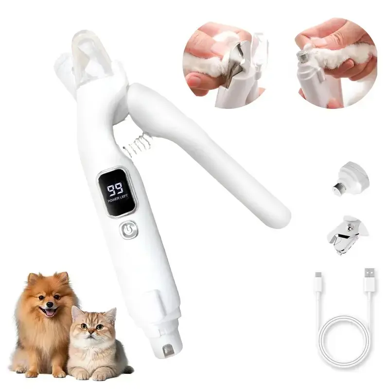 Rechargeable Pet Nail Grinder Kit, Multifunctional Paw Trimmer with Super Quiet Technology, Safety Stop Guard, Precise and Quick Cutting, Up to 4 Hours Battery Life, Suitable for Small & Large Dogs, Cats
