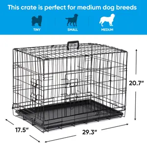 Zeny 30" Foldable Rust-Proof Steel Frame Escape-Proof Dog Kennel - Double-Door Portable Small Pet Enclosure, Indoor-Outdoor Dog Crate, Black, Escape Proof Kennel