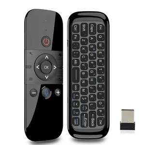 W1 pro Air Mouse Romote Control with Keyboard,Mini Back Keyboard & Voice Search,Plug & Play for Smart TV, Fire TV, Projector, PC,10m Range & Portable Design,for Nvidia Shield/Android TV Box/PC/Projector/HTPC/Voice Remote Control for 6K Display
