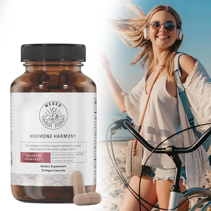 Hormone Harmony Natural Menopause Relief Dietary Supplement - Women's Hormonal Imbalance Support for Mood, Sleep - 72 Capsules Wellness Vitamins Healthcare Edible
