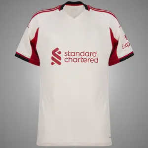 Beige Color LIV Away 25/26 Soccer Jersey, LIV Beige Color 25/26 Away Edition Short Sleeve Soccer Shirt