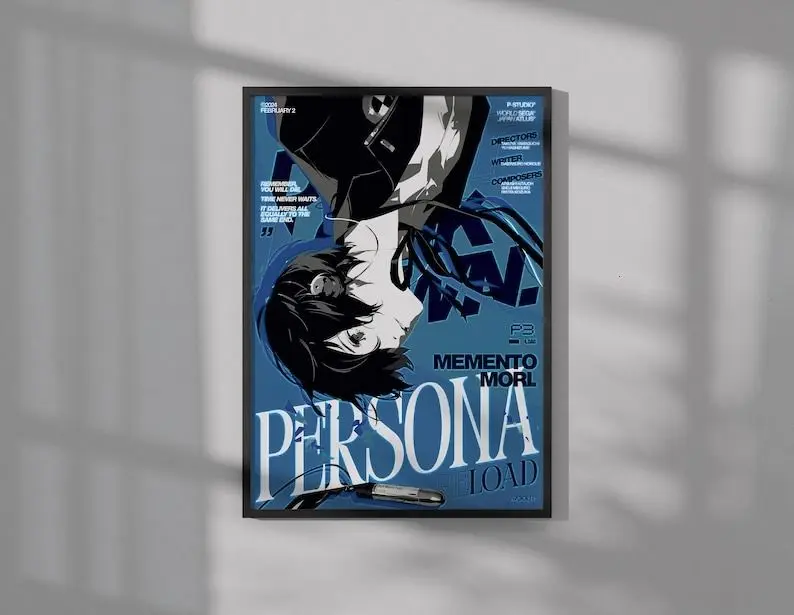 [Sale Up To 50% Off] Unframed Persona 3 Reload Vibrant Print Poster - Personalized Wall Art, Mountable Paper, Plaid-Houndstooth-Marble-Herringbone Accents, Anime Room Comic Art Decor, Otaku Home Inspo Supply