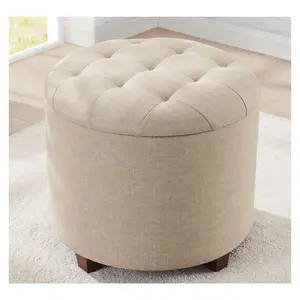 Ornavo Home Tufted Round Storage Ottoman with Removable Lid