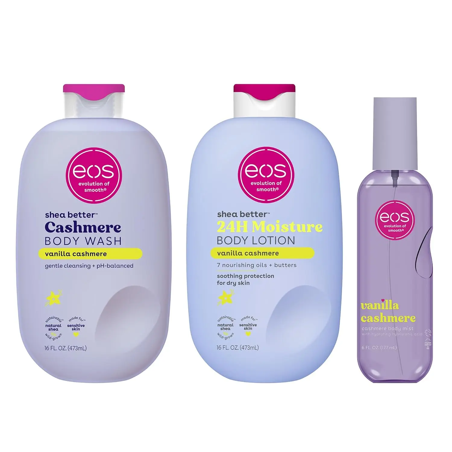 eos Vanilla Cashmere Scent Layering Bundle - Body Wash, Body Mist, Body Lotion Visit the eos Store