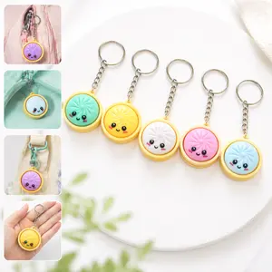 6-piece mini dumpling pendant keychain set, colorful and fun backpack charms, cute soft silicone stress-relief toys, bouncy and durable texture, compact and versatile design, trendy gifts for students and friends, stylish and adorable keychains