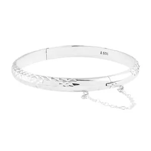 Silver Bangle Bracelets for Women - 925 Sterling Silver Bracelets for Women - Textured Charm Cuff Anniversary Engagement Boho Jewelry for Her (7-8 In) 7.80 Grams Christmas Gifts