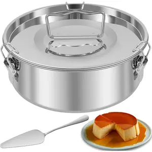 7.5inch Flan Mold with Lid Handle, Stainless Flan Pan Mold, 1.5qt Round Flan Maker, Cake Baking Flan Baking Pan for 6-8qt Fast Pot Cheesecake Cupcake Pudding, normal