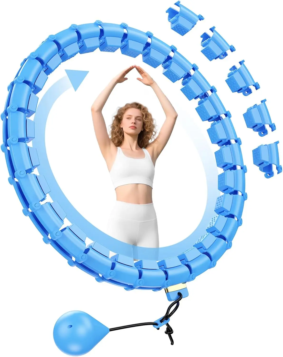26-47 Inch Adjustable Fitness Hula Circle Hoop – 24 Detachable Links, Non-Drop Fitness Tool for Adults, Exercise Hoop for Women & Beginners