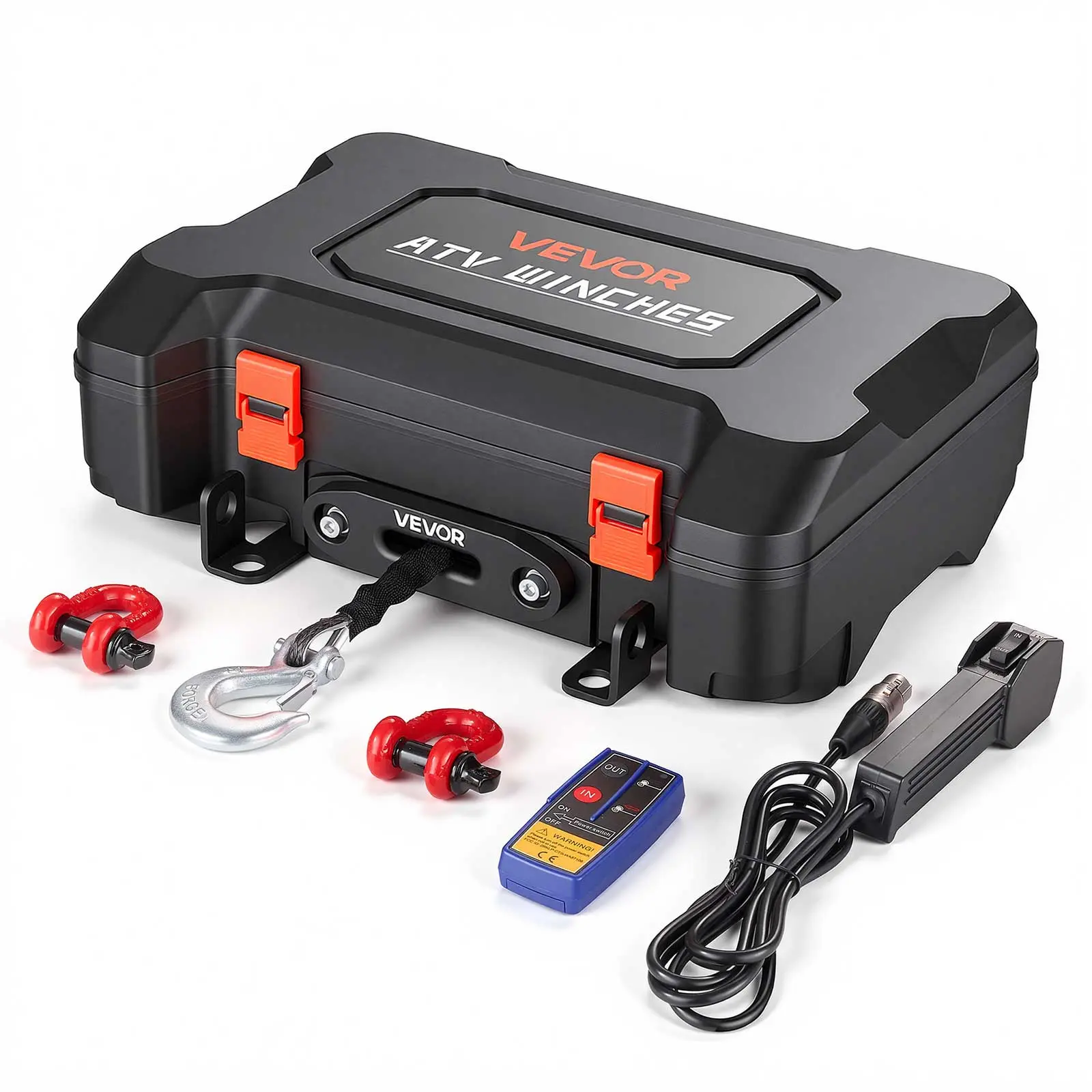 【Summerfinds】VEVOR 1.3 HP 12V DC Portable Electric Winch with 3500 lbs Synthetic Rope, Dual Controls, 98.4 ft Wireless-Wired Remotes, Aluminum Alloy Box-Style Recovery Kit, IP55 Rated for ATV/UTV Users Off-Road Pulling (ft/m Compatible)