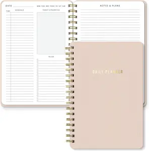 Daily Planner Notebook  Undated Two-Page Daily Layout with Hourly Schedule, To-Do List, Priorities, and Notes  6.5" x 9.5" Spiral Bound Productivity Organizer  160 Pages