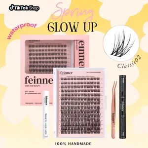 Feinner Classic Waterproof DIY Lash Extensions Kit with Bond Seal Remover for Natural Long Lasting Makeup at Home - Cosmetic