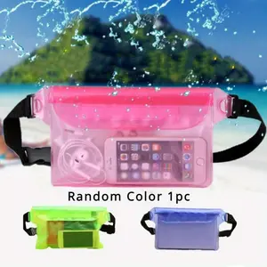 1/3pcs Large Waterproof Phone Bag, Crossbody Swimming Accessories Waterproof Waist Bag, PVC Sealable Transparent Touchscreen for Outdoor Rafting