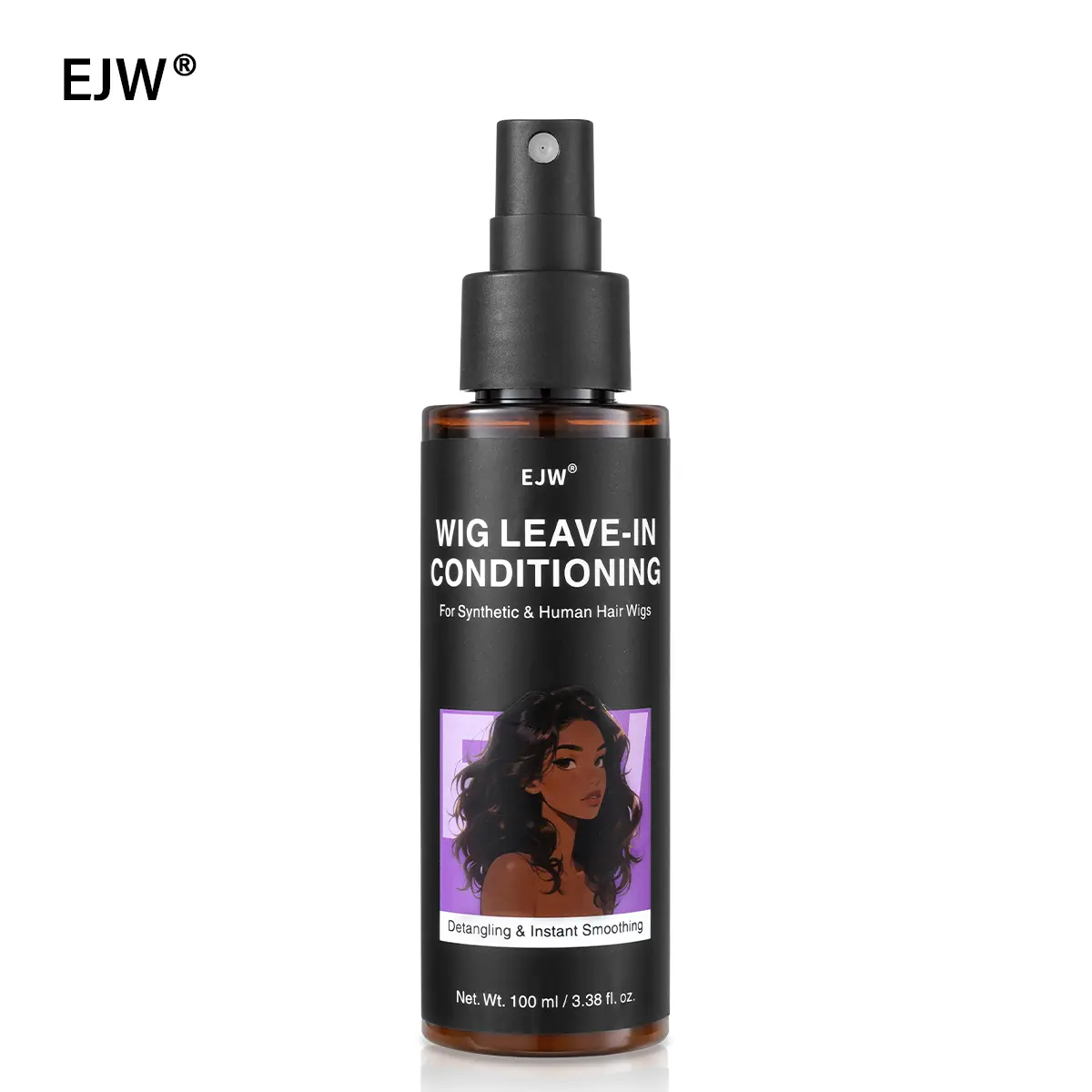 EJW Hair Spray No-Wash Hair Care Spray, Anti-frizz Smooth and Shiny, Non-Greasy Formula, Solve Frizz and Tangles with One Spray and Comb –Detangle and Anti-Frizz Conditioner Suitable for Synthetic Fiber and Human Hair Wig Leave-In Conditioner Spray