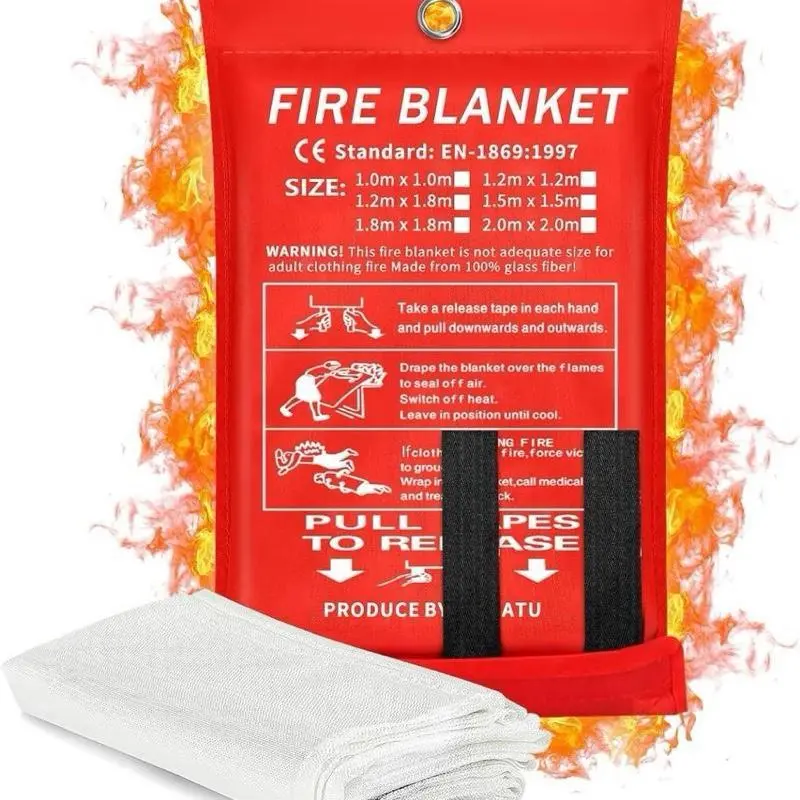 Emergency Fire Blanket, 40x40 Inch Safety Fireproof Cover, Flame Retardant, Durable, Compact, Ideal for Camping, Hiking, Home Use
