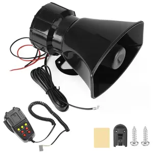 Horn Warning & PA Speaker Microphone System — 12V 100W High-Volume Vehicle Speaker with 7 Sound Modes, Suitable for Construction Site Alarms, Multi-Purpose Vehicles, and Tow Trucks
