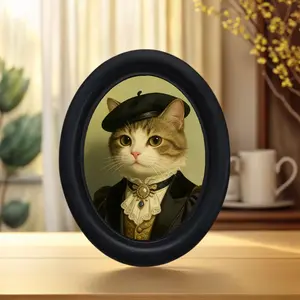 Vintage Art Style Gentleman Cat Beret Hat Decorative Home Item, Perfect for Halloween Christmas Thanksgiving Wall Decoration, Home Ornament, Festive Decorations