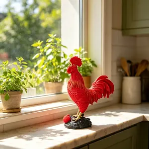 Rooster Resin Ornament, Hand-Painted Details, Waterproof Durable Material, Home Decor, Office Decoration, Feng Shui Lucky Gift, Office Desktop Ornament