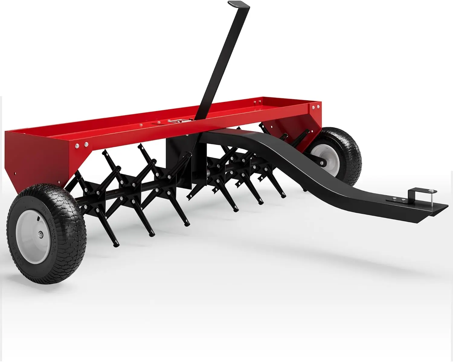 GAOMON Red 48-Inch Tow Behind Plug Aerator for Lawn Tractor & ATV, 24 Steel Tines & 150 Lb Weight Tray, Universal Hitch with Inflatable Wheels, Effective Soil Aeration for Lawn, Garden, Farm Lawn Mower Tool