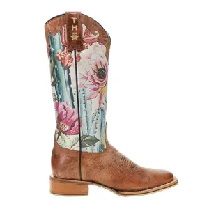 Tin Haul Womens Cactilicious Floral Square Toe  Casual Boots Mid Calf Low Heel 1-2" - Brown
