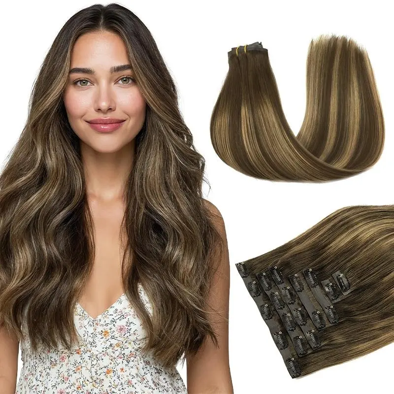 Doores Seamless Clip In Human Hair Extensions Natural Straight for Daily Use & Special Occasions for Women#TikTokShopSummerSale